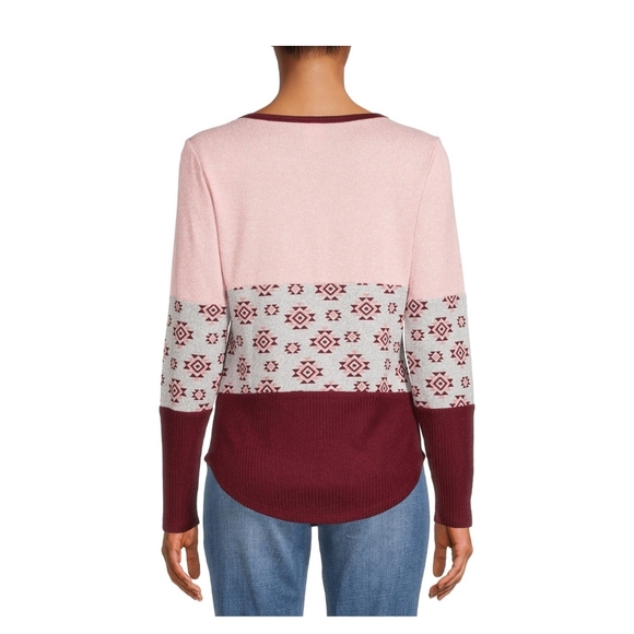 No Boundaries NWT Juniors' Dusty Rose Henley Pullover w/ Matching Scrunchie 776 - Picture 4 of 6